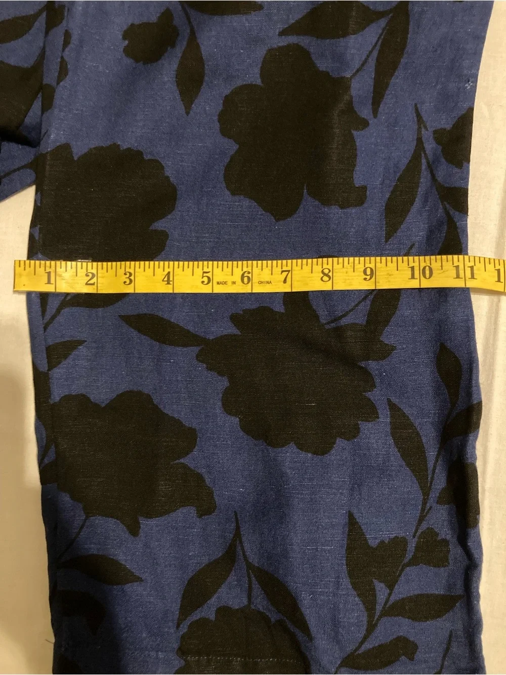 Kate Spade Navy Blue Black Floral One Shoulder Bow Jumpsuit Size 00 Linen Blen